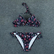Load image into Gallery viewer, Bikini Push Up New Swimwear Women Print Floral Bikinis Set Swimsuit Bathing Suit Two Piece Summer Beach Wear Floral Leaf Print Bikini Set Padded Lace Up Straps Bikini Beach Swimsuit