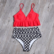 Load image into Gallery viewer, Bikini Push Up Summer Floral Swimwear Sport Women Plus Size Swimming Suit For Women Women Bikini Set Ruffle Two Piece Swimsuit Flounce Push Up Cutout Swimwear Bathing Suits Swimsuit High Waist Bikini Set