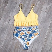 Load image into Gallery viewer, Bikini Push Up Summer Floral Swimwear Sport Women Plus Size Swimming Suit For Women Women Bikini Set Ruffle Two Piece Swimsuit Flounce Push Up Cutout Swimwear Bathing Suits Swimsuit High Waist Bikini Set