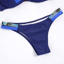 Load image into Gallery viewer, Bikini Push Up Swimsuit Female Swimwear Women Two-pieces Bikini set Bra Cup Bather Bathing Suit Swim Lady Triangle Bikini T-Back 2 Pieces Bandeau Swimsuit V Neck Swimwear Halter Push Up Bathing Suit