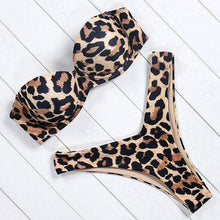 Load image into Gallery viewer, Bikini Set High Cut Solid Swimsuit Women Swimwear Push Up Bathing Suit Beachwear Leopard Bikini Women's Ribbed Underwire Bikini High Cut Bikini V Swimwear Butterfly Print High Leg Bikini Swimsuit