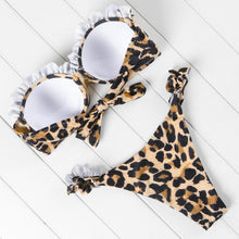 Load image into Gallery viewer, Bikini Set High Cut Solid Swimsuit Women Swimwear Push Up Bathing Suit Beachwear Leopard Bikini Women's Ribbed Underwire Bikini High Cut Bikini V Swimwear Butterfly Print High Leg Bikini Swimsuit