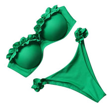 Load image into Gallery viewer, Bikini Set High Cut Solid Swimsuit Women Swimwear Push Up Bathing Suit Beachwear Leopard Bikini Women's Ribbed Underwire Bikini High Cut Bikini V Swimwear Butterfly Print High Leg Bikini Swimsuit