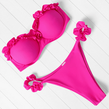 Load image into Gallery viewer, Bikini Set High Cut Solid Swimsuit Women Swimwear Push Up Bathing Suit Beachwear Leopard Bikini Women's Ribbed Underwire Bikini High Cut Bikini V Swimwear Butterfly Print High Leg Bikini Swimsuit