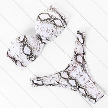 Load image into Gallery viewer, Bikini Set High Cut Solid Swimsuit Women Swimwear Push Up Bathing Suit Beachwear Leopard Bikini Women's Ribbed Underwire Bikini High Cut Bikini V Swimwear Butterfly Print High Leg Bikini Swimsuit