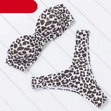 Load image into Gallery viewer, Bikini Set High Cut Solid Swimsuit Women Swimwear Push Up Bathing Suit Beachwear Leopard Bikini Women's Ribbed Underwire Bikini High Cut Bikini V Swimwear Butterfly Print High Leg Bikini Swimsuit