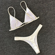 Load image into Gallery viewer, Bikini Set Swimsuit Small Cup High Cut Style Beach Solid Black White Micro Swimwear Thong Bikinis Women's Micro String Bikini Swimsuits Padded High Cut Bathing Suits