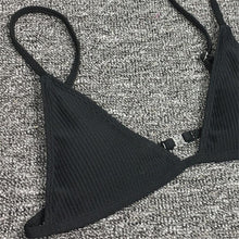 Load image into Gallery viewer, Bikini Set Swimsuit Small Cup High Cut Style Beach Solid Black White Micro Swimwear Thong Bikinis Women's Micro String Bikini Swimsuits Padded High Cut Bathing Suits