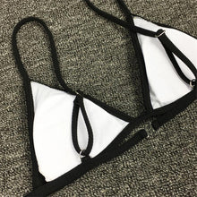 Load image into Gallery viewer, Bikini Set Swimsuit Small Cup High Cut Style Beach Solid Black White Micro Swimwear Thong Bikinis Women's Micro String Bikini Swimsuits Padded High Cut Bathing Suits