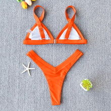 Load image into Gallery viewer, Bikini Solid Swimsuit Women Swimwear Push Up Bikini Set Patchwork Summer Beach Bathing Suit Swim Wear Halter Bikini Swimsuit Beach Swimming Traveling High Leg Bikini