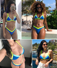 Load image into Gallery viewer, Bikini Solid Swimsuit Women Swimwear Push Up Bikini Set Patchwork Summer Beach Bathing Suit Swim Wear Halter Bikini Swimsuit Beach Swimming Traveling High Leg Bikini