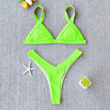Load image into Gallery viewer, Bikini Solid Swimsuit Women Swimwear Push Up Bikini Set Patchwork Summer Beach Bathing Suit Swim Wear Halter Bikini Swimsuit Beach Swimming Traveling High Leg Bikini