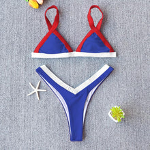 Load image into Gallery viewer, Bikini Solid Swimsuit Women Swimwear Push Up Bikini Set Patchwork Summer Beach Bathing Suit Swim Wear Halter Bikini Swimsuit Beach Swimming Traveling High Leg Bikini