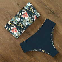 Load image into Gallery viewer, Bikini Swimwear Swimsuit Women Floral Print High Waist Bikini Set Back Cross Bathing Suit Female Beach Wear Women's Bikini Swimsuits Strapless Two Pieces Bathing Suits