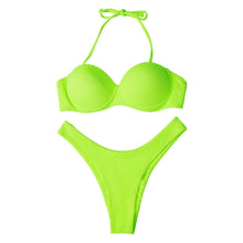Load image into Gallery viewer, Bikini Swimwear Women Swimsuit Leopard Bikini Set Women's Halter Triangle Bikini Bottom Cheeky Two Piece Swimsuits Push Up Bathing Suit Female Summer Beach Wear
