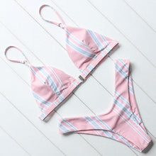 Load image into Gallery viewer, Bikini Swimwear Women Swimsuit Push Up Micro Bikinis Set Swimming Bathing Suit Beachwear Summer Thong Bottom Two Piece Bikini Double Shoulder Straps Cute Swimsuit Triangle Bathing Bikini