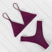 Load image into Gallery viewer, Bikini Swimwear Women Swimsuit Push Up Micro Bikinis Set Swimming Bathing Suit Beachwear Summer Thong Bottom Two Piece Bikini Double Shoulder Straps Cute Swimsuit Triangle Bathing Bikini