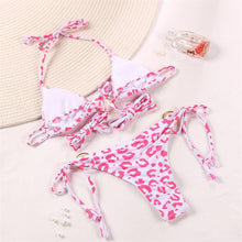 Load image into Gallery viewer, Bikini Triangle Adjust Swimwear Women's Crisscross Halter Bikini Lace Up Back Bandage Two Piece Strappy Bathing Suits G String Thong Swimwear Women Bathing Suit Hollow Out Quality Pleated Swimsuit Female Double-Sided Bikini Set
