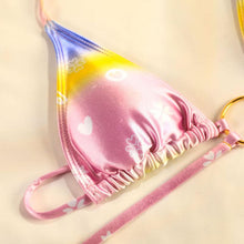 Load image into Gallery viewer, Bikini Triangle Adjust Swimwear Women's Crisscross Halter Bikini Lace Up Back Bandage Two Piece Strappy Bathing Suits G String Thong Swimwear Women Bathing Suit Hollow Out Quality Pleated Swimsuit Female Double-Sided Bikini Set