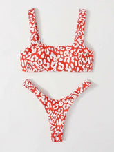 Load image into Gallery viewer, Bikini Women Orange Leopard Push Up Padded Thong Swimsuit Female Cut Out Bathing Suit Swimwear Padded Push up Thong Bikini Sets Swimsuits for Women