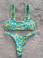 Load image into Gallery viewer, Bikini Women Orange Leopard Push Up Padded Thong Swimsuit Female Cut Out Bathing Suit Swimwear Padded Push up Thong Bikini Sets Swimsuits for Women