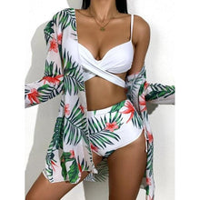 Load image into Gallery viewer, Bikini Women Push Up Swimsuit 3 Piece Bikini Set With Cover Up Women's Fashion 3 Piece Tie Dye Top Bikini Set Swimsuit Cover Up Skirt Swimwear Push Up Bather Swim Wear