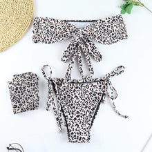 Load image into Gallery viewer, Bikini Women Push Up Swimsuit 3 Piece Bikini Set With Cover Up Women's Fashion 3 Piece Tie Dye Top Bikini Set Swimsuit Cover Up Skirt Swimwear Push Up Bather Swim Wear