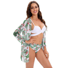 Load image into Gallery viewer, Bikini Women Push Up Swimsuit 3 Piece Bikini Set With Cover Up Women's Fashion 3 Piece Tie Dye Top Bikini Set Swimsuit Cover Up Skirt Swimwear Push Up Bather Swim Wear