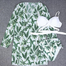Load image into Gallery viewer, Bikini Women Push Up Swimsuit 3 Piece Bikini Set With Cover Up Women's Fashion 3 Piece Tie Dye Top Bikini Set Swimsuit Cover Up Skirt Swimwear Push Up Bather Swim Wear