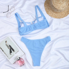 Load image into Gallery viewer, Bikini Women Swimsuit Female Bikini Set Solid Swimwear For Women Bathing Suit Swimming Suits Beach Wear Underwire Bikini High Cut Bikini Swimwear Solid Color High Leg Bikini Swimsuit