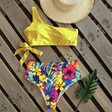 Load image into Gallery viewer, Bikini Women Swimwear Push Up Swimsuit One Shoulder Print Lightweight Bikini Set Bathing Suit Beach Swimming Suit High Waist Comfy One Shoulder Bikini Set Bathing Suit For Women