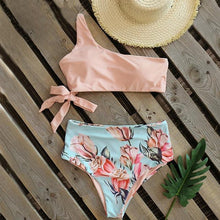 Load image into Gallery viewer, Bikini Women Swimwear Push Up Swimsuit One Shoulder Print Lightweight Bikini Set Bathing Suit Beach Swimming Suit High Waist Comfy One Shoulder Bikini Set Bathing Suit For Women