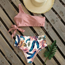 Load image into Gallery viewer, Bikini Women Swimwear Push Up Swimsuit One Shoulder Print Lightweight Bikini Set Bathing Suit Beach Swimming Suit High Waist Comfy One Shoulder Bikini Set Bathing Suit For Women