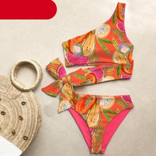 Load image into Gallery viewer, Bikini Women Swimwear Push Up Swimsuit One Shoulder Print Lightweight Bikini Set Bathing Suit Beach Swimming Suit High Waist Comfy One Shoulder Bikini Set Bathing Suit For Women