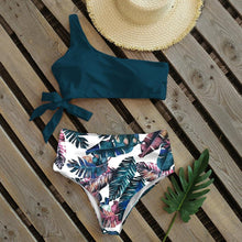 Load image into Gallery viewer, Bikini Women Swimwear Push Up Swimsuit One Shoulder Print Lightweight Bikini Set Bathing Suit Beach Swimming Suit High Waist Comfy One Shoulder Bikini Set Bathing Suit For Women
