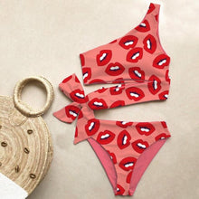 Load image into Gallery viewer, Bikini Women Swimwear Push Up Swimsuit One Shoulder Print Lightweight Bikini Set Bathing Suit Beach Swimming Suit High Waist Comfy One Shoulder Bikini Set Bathing Suit For Women