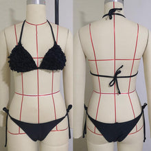 Load image into Gallery viewer, Bikinis New 3D Flower Swimwear Solid Bikini Bandage Swimsuit Women's Solid Halter Padded Push Up Bikini Set Two Pieces Swimsuit Swimwear Bathing Suit Bikini Set Female Cute Ladies Beachwear Push Up Bikini