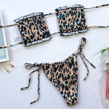 Load image into Gallery viewer, Bikinis Set For Women Swimsuit Summer Beach Wear Bathing Suits Women Bikini Swimwear Women's Ruffle Tie Side Bikini Set High Cut Strapless Padded Solid Bathing Suit