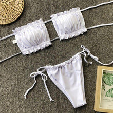 Load image into Gallery viewer, Bikinis Set For Women Swimsuit Summer Beach Wear Bathing Suits Women Bikini Swimwear Women's Ruffle Tie Side Bikini Set High Cut Strapless Padded Solid Bathing Suit
