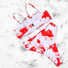 Load image into Gallery viewer, Bikinis Solid Push Up Bikini Padded Bra Straps High Waist Swimsuit Female Swimwear Women's Bathing Suit Lace up Bikini Ribbed Two Piece Swimsuit