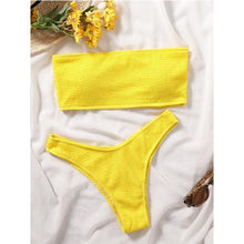 Load image into Gallery viewer, Bikinis Swimsuit Women Push Up Bikini Set Female Swimwear Women's Strapless Solid Color 2 Pieces Bathing Suit Swimsuit Swimsuits Off Shoulder High Waist Bathing Suit High Cut Swimwear For Summer