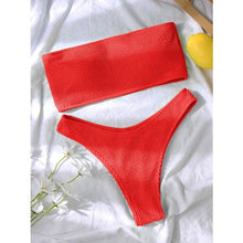 Load image into Gallery viewer, Bikinis Swimsuit Women Push Up Bikini Set Female Swimwear Women's Strapless Solid Color 2 Pieces Bathing Suit Swimsuit Swimsuits Off Shoulder High Waist Bathing Suit High Cut Swimwear For Summer