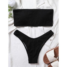 Load image into Gallery viewer, Bikinis Swimsuit Women Push Up Bikini Set Female Swimwear Women's Strapless Solid Color 2 Pieces Bathing Suit Swimsuit Swimsuits Off Shoulder High Waist Bathing Suit High Cut Swimwear For Summer