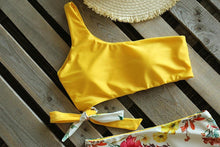 Load image into Gallery viewer, Bikinis Women New One Shoulder Swimwear High Waist Swimsuit Bandage Bathing Suits Beach Wear Female Lace Two Piece Swim Dress with Bikini Bottom Bathing Suits