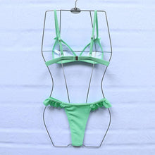 Load image into Gallery viewer, Bikinis Women's Swimsuits Crop Top High Cut Bikini Set String Bathing Suits Two Piece Swimsuits Ruffle Women's Swimwear Push Up Bathing Suits High Cut Bikini Set Two Piece Bathing Suits For Women