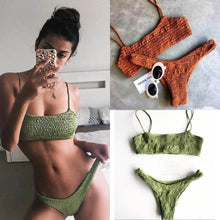 Load image into Gallery viewer, Bikinis Women Swimwear Two Piece Set Women Plus Size Swimwear Bandage Push-Up Padded Bra Bikini Set Swimsuit Bathing Suit Women Push-up Padded Bra Bandage Bikini Set Swimsuit Swimwear Bathing