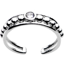 Load image into Gallery viewer, Clear CZ Gem Silver Plated Cocktail Party Toe Ring