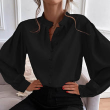 Load image into Gallery viewer, Bishop Sleeve Button Up Blouse