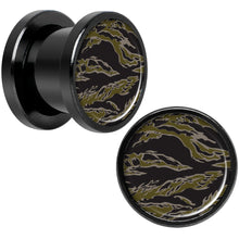 Load image into Gallery viewer, Tiger Camo Print Black Anodized Screw Fit Plug Set 00G