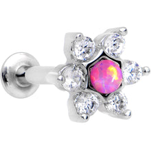 Load image into Gallery viewer, 5/16 Pink Faux Opal Internally Threaded Star Flower Labret Monroe